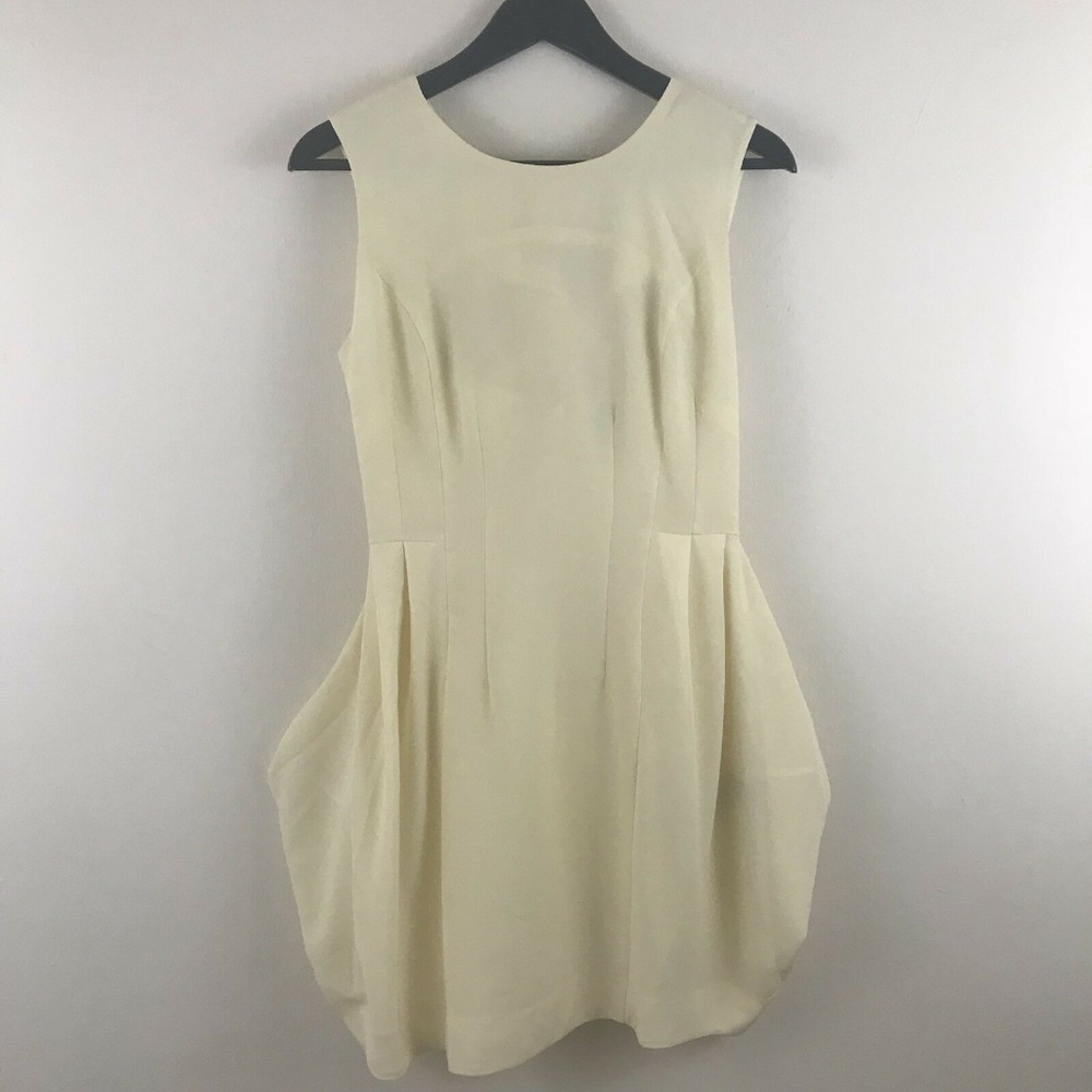Asos Tulip Dress With Tie Neck Cream Size 6